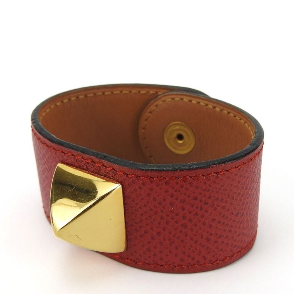 Hermes Bracelet Medor Veau Epsom Metal Red Gold Hardware Bangle